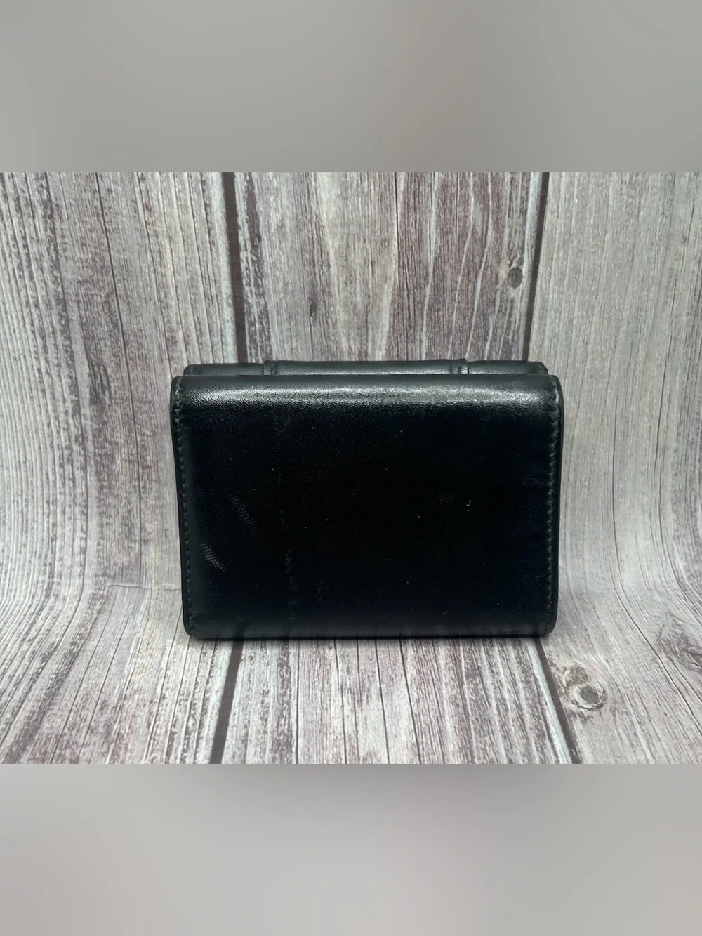 BALENCIAGA Hourglass Mini Wallet in Black Shiny Box Calfskin Leather w/ COA
